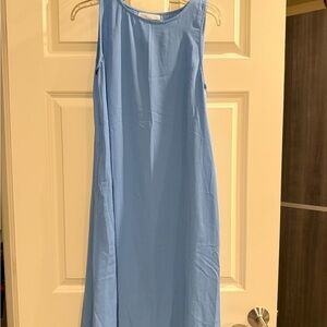 OAK + FORT Blue Sleeveless Slip Midi Dress